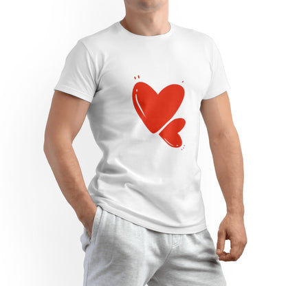 Love Men's Pure Cotton T-shirt - Casual Round Neck, Slightly Elastic, Suitable For Four Seasons Knitted Fabric, Classic Fit Adult Shirt, Couple's Shirt