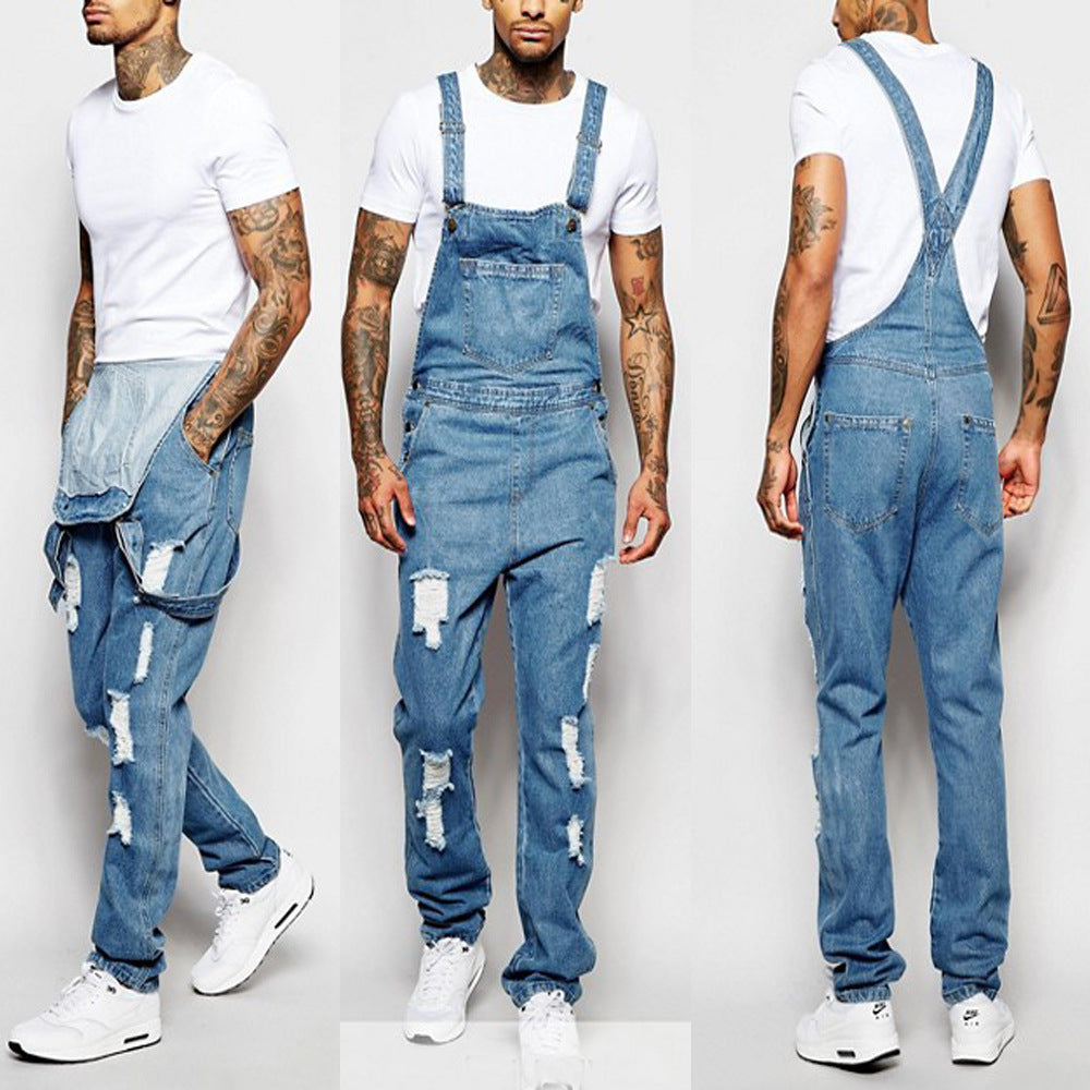 Fashion Men's Sling Denim Romper