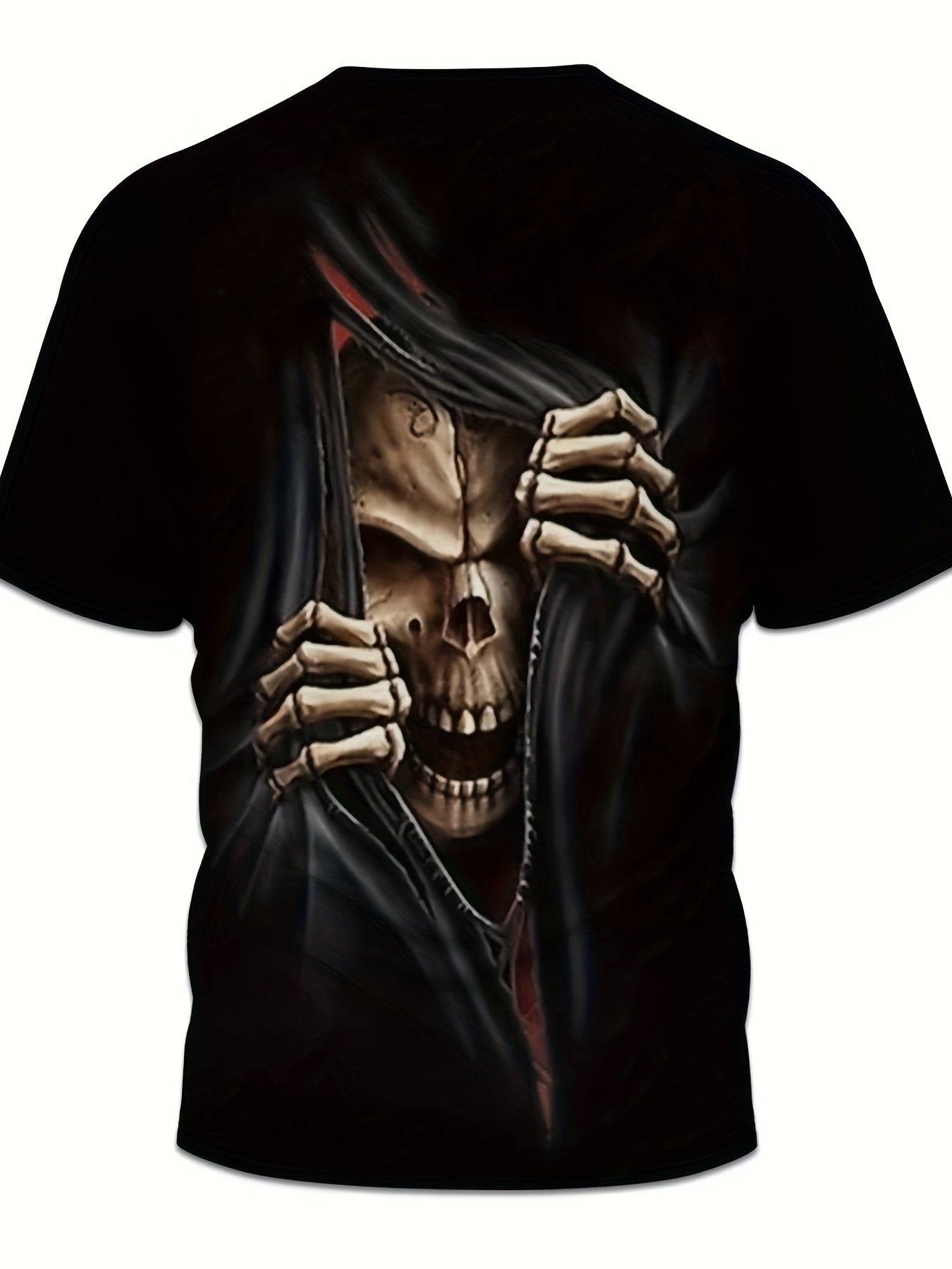 Men's 3D Skull Printed T-shirt - Casual Short Sleeve, Summer Outdoor, Stretch Polyester Blended, Machine Washable