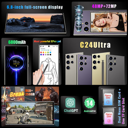 S24 Ultra Cell Phones 5G Unlocked smart phone with Tool Pen