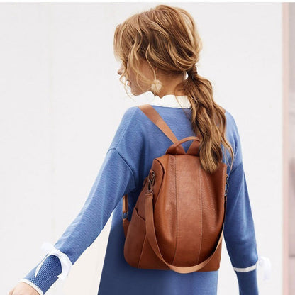 Stylish PU Leather Zipper Backpack for Women