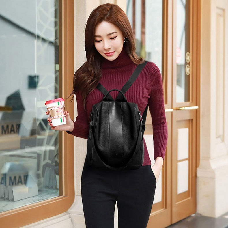 Stylish PU Leather Zipper Backpack for Women