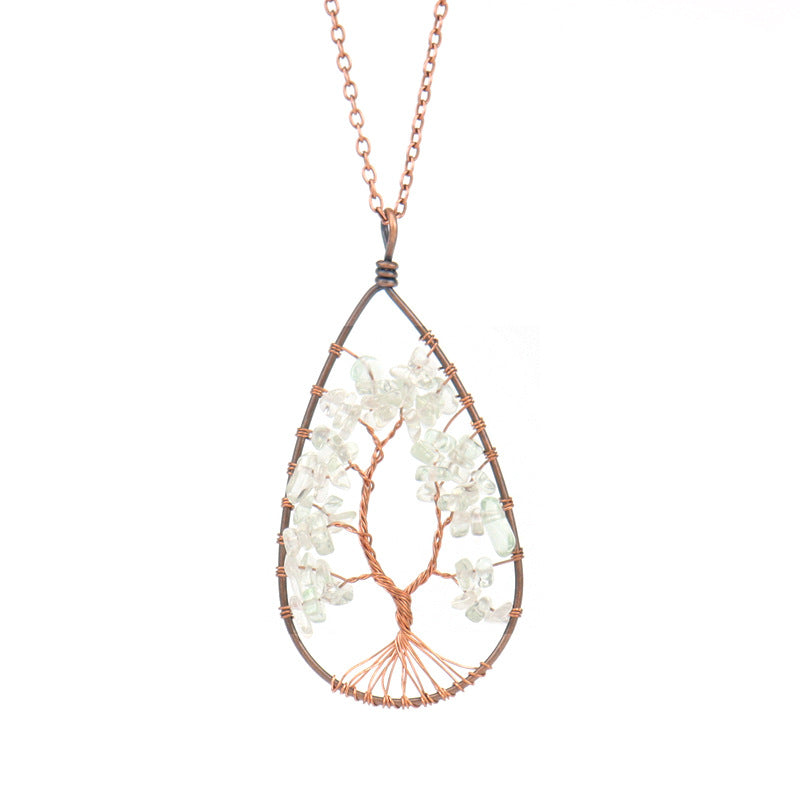 Ancient Red Copper Winding Natural Stone Crystal Necklace