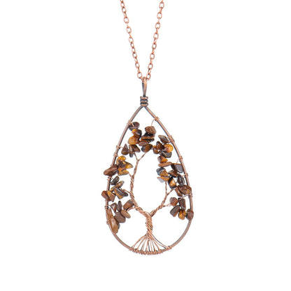 Ancient Red Copper Winding Natural Stone Crystal Necklace