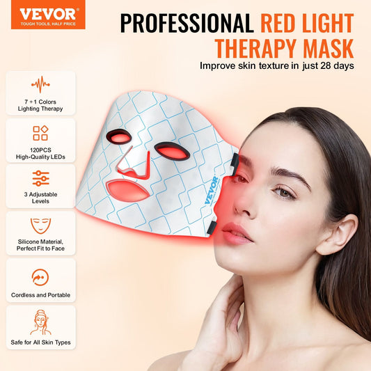 7-Color LED Therapy Face Mask | Anti-Aging, Acne & Skin Glow – by VEVOR